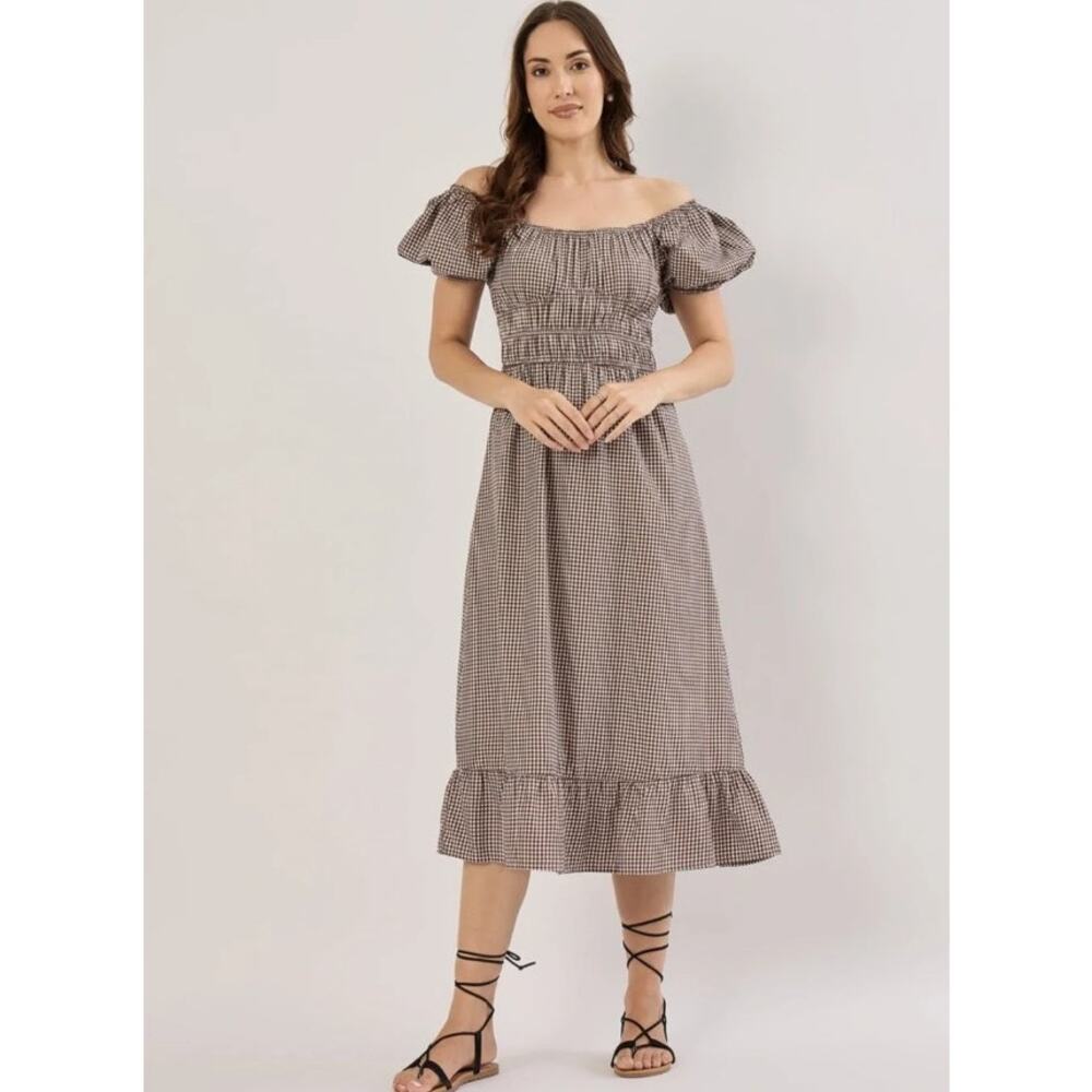 Sim and Sam pink linen smock poplin midi dress 163811DR sz M - Picture 10 of 12